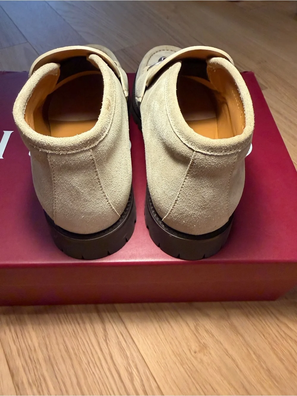 Men's Suede Sylke Bit Loafers in Light Beige